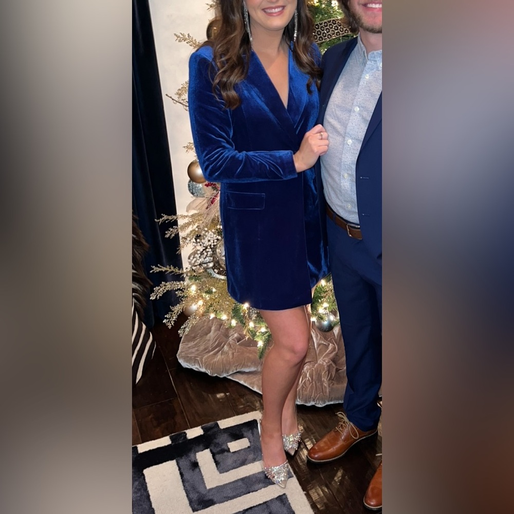 Aidan by Adrianna Papell Cobalt Blue Velvet Cocktail Dress